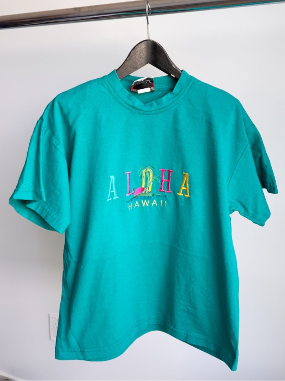 Vintage 90s American Cruiser Aloha Hawaii Teal Graphic Tee One Size